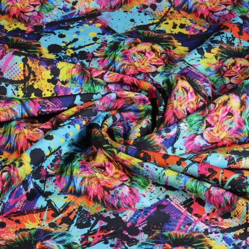 Terlenka fabric multicolor lion digital printed