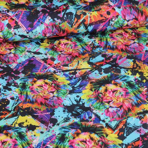 Terlenka fabric multicolor lion digital printed