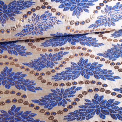 Brocade fabric cobalt/gold