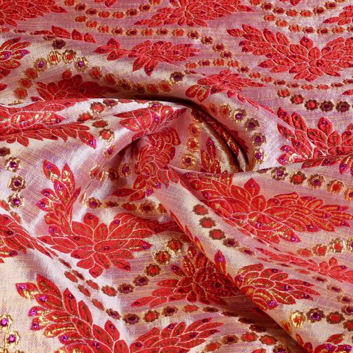 Brocade fabric red/gold