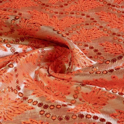 Brocade Barok fabric orange/gold