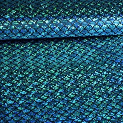 Jersey fabric mermaid foil aqua