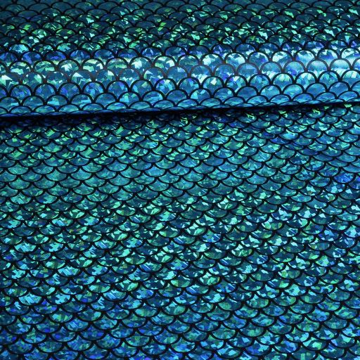 Jersey fabric mermaid foil aqua