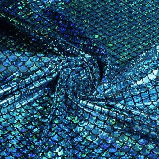 Jersey fabric mermaid foil aqua