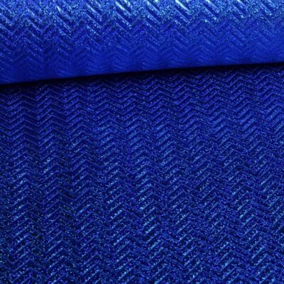 Step zigzag hologram glitter fabric cobalt