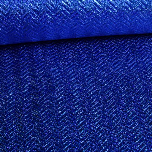 Step zigzag hologram glitter fabric cobalt