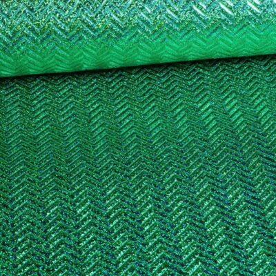 Step Zigzag Hologram Glitter Fabric Green