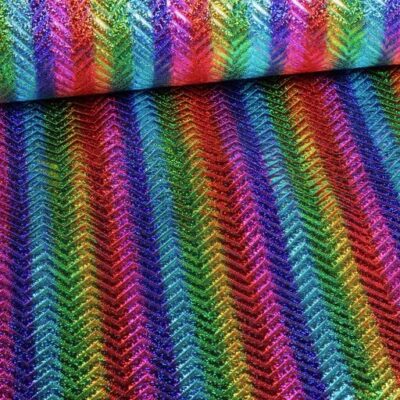 Step Zigzag Hologram Glitter fabric rainbow