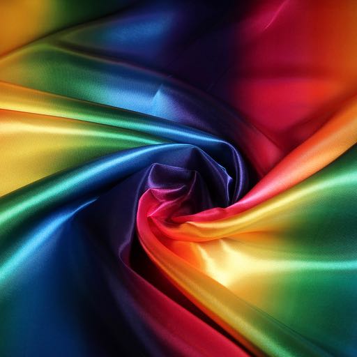 Satin fabric multicolor rainbow