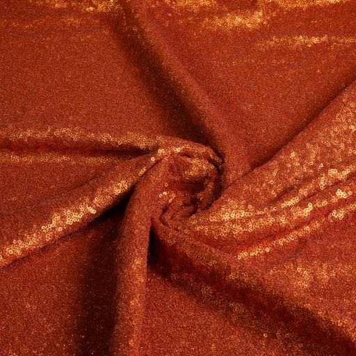 Mesh stretch sequin fabric rust orange