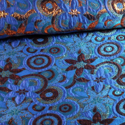 Brocade flower multicolor cobalt bronze