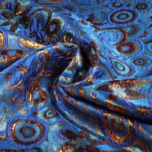 Brocade flower multicolor cobalt bronze