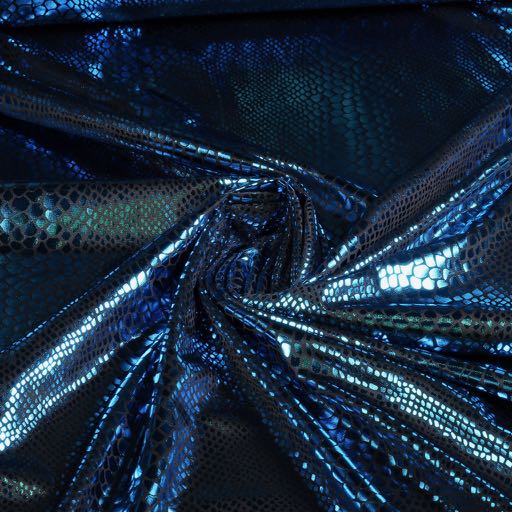 Jersey fabric black aqua foil