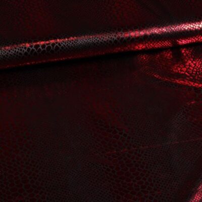 Jersey stretch fabric crocodile black/red foil