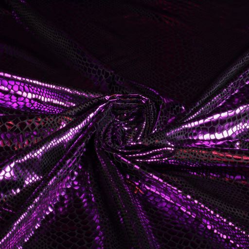 Jersey stretch fabric black purple foil