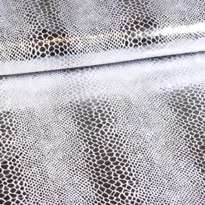 Jersey stretch fabric Crocodile white silver foil