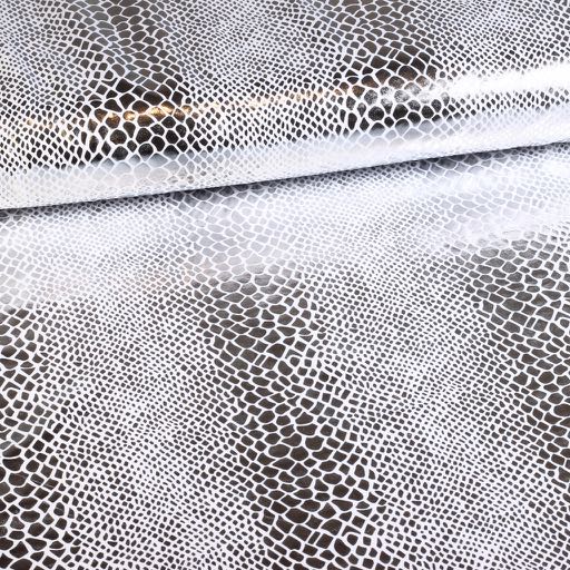 Jersey stretch fabric Crocodile white silver foil