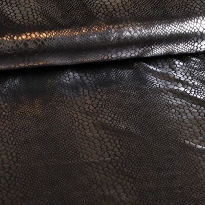 Jersey fabric crocodile black silver foil