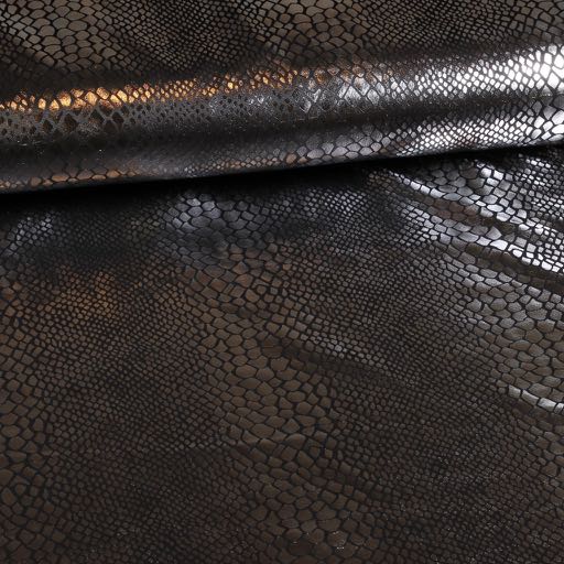Jersey fabric crocodile black silver foil
