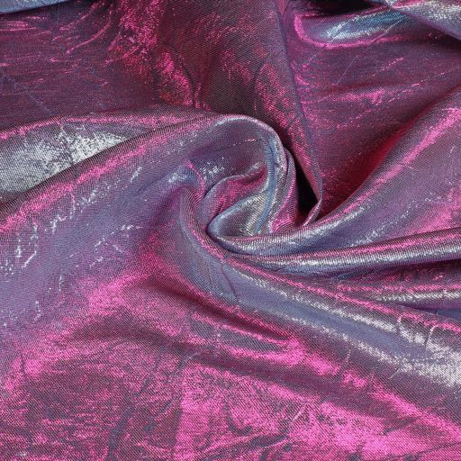 Lurex fabric silver/fuchsia crinkled