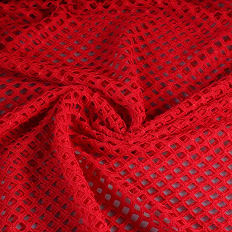 Elastic mesh fabric coarse red