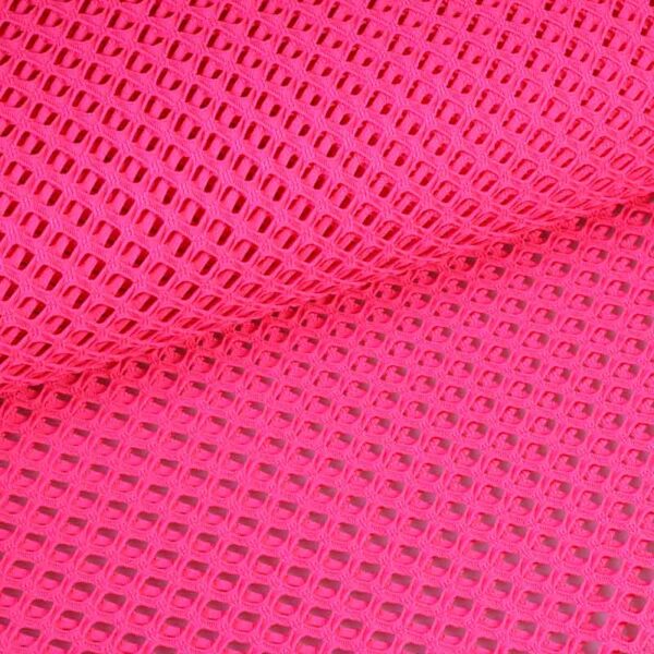 Elastic mesh fabric coarse fluor pink