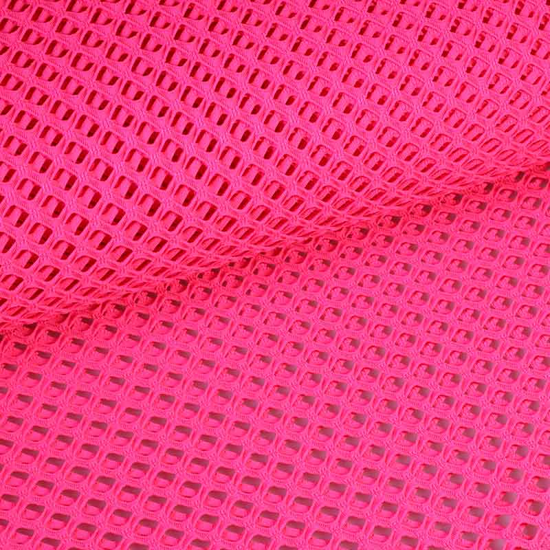 Elastic mesh fabric coarse fluor pink