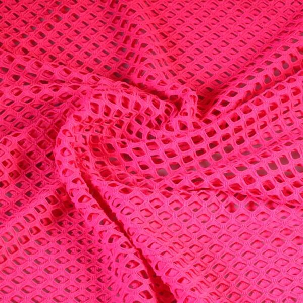 Elastic mesh fabric coarse fluor pink
