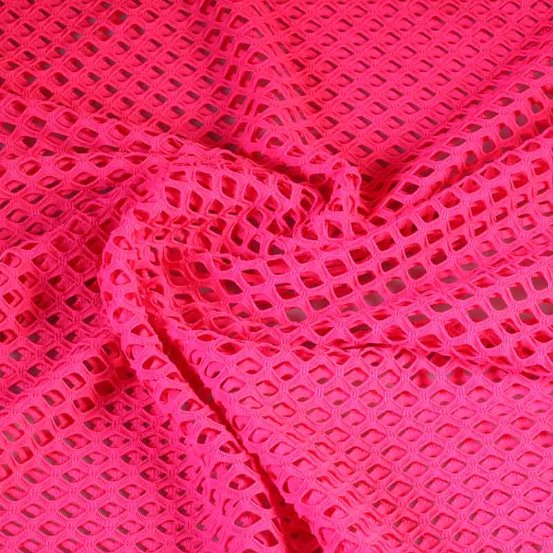 Elastic mesh fabric coarse fluor pink