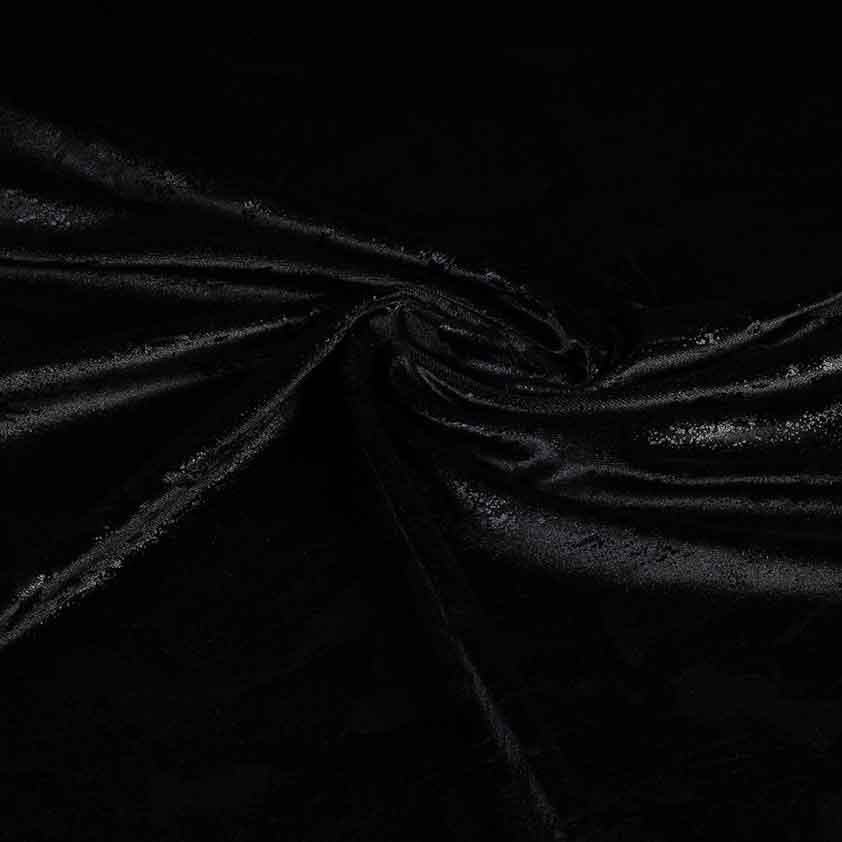 Velvet stretch fabric graffiti foil black