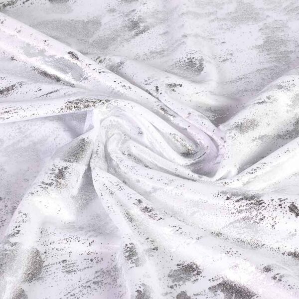 Velvet stretch fabric graffiti foil white