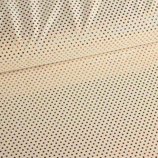 Sequin fabric stretch hologram ecru
