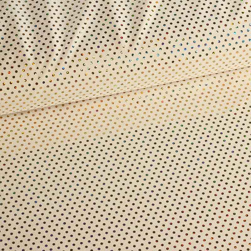 Sequin fabric stretch hologram ecru
