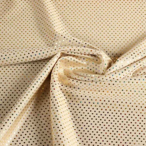 Sequin fabric stretch hologram ecru