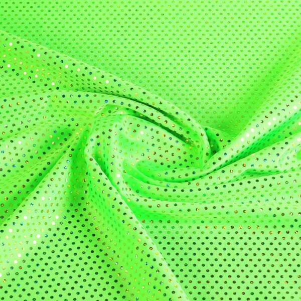 Sequin fabric stretch hologram lime