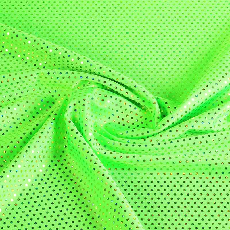 Sequin fabric stretch hologram lime
