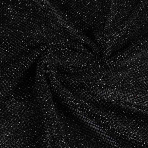 Elastic glitter mesh fabric black