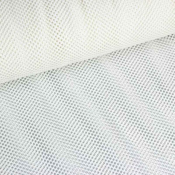 Elastic mesh fabric glitter white