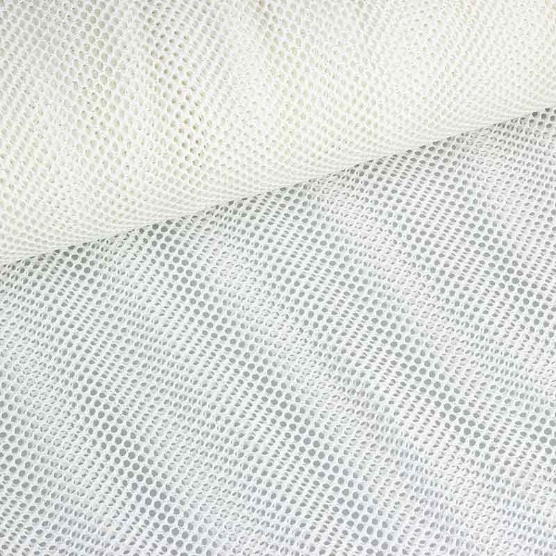 Elastic mesh fabric glitter white