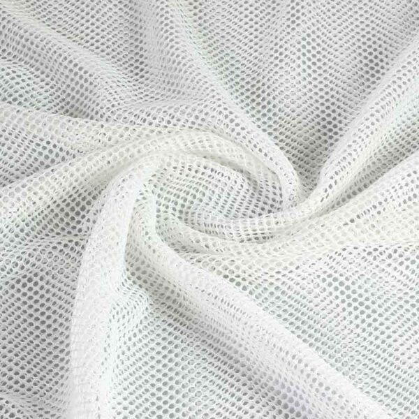 Elastic mesh fabric glitter white