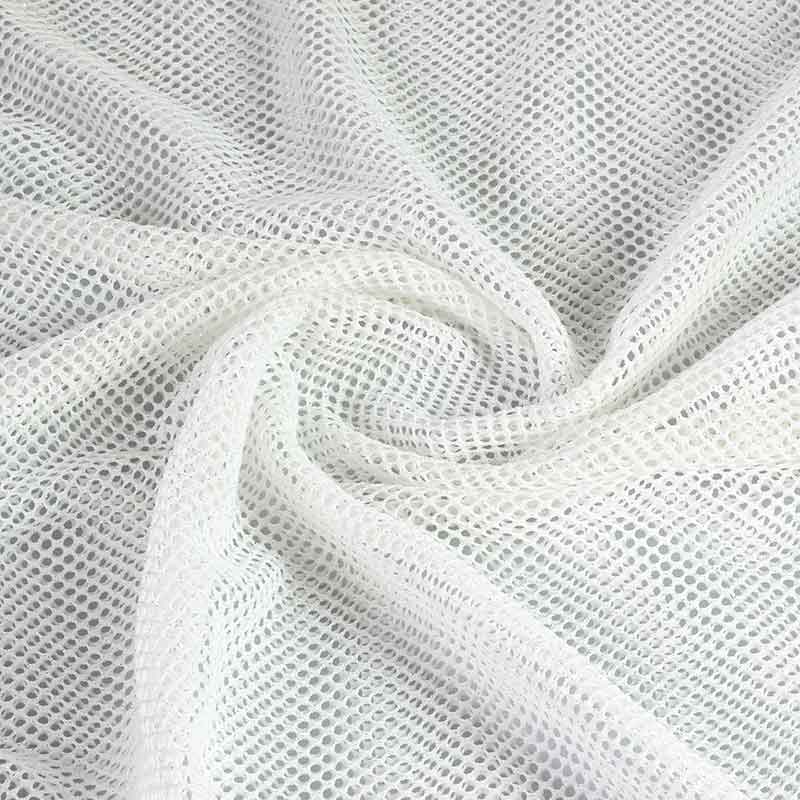 Elastic mesh fabric glitter white