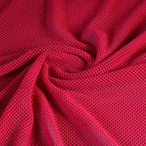 Elastic glitter mesh fabric fuchsia