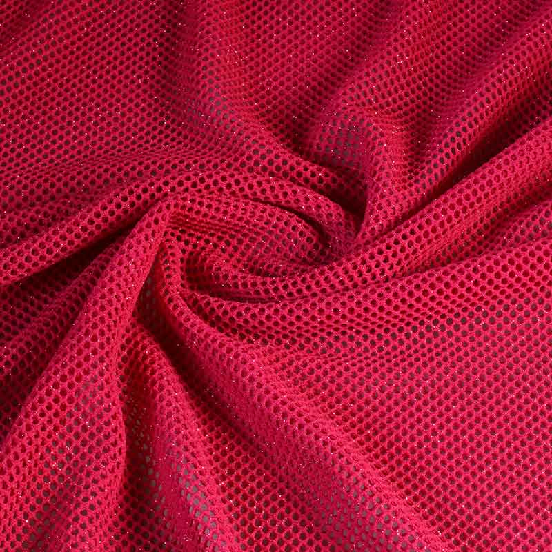 Elastic glitter mesh fabric fuchsia