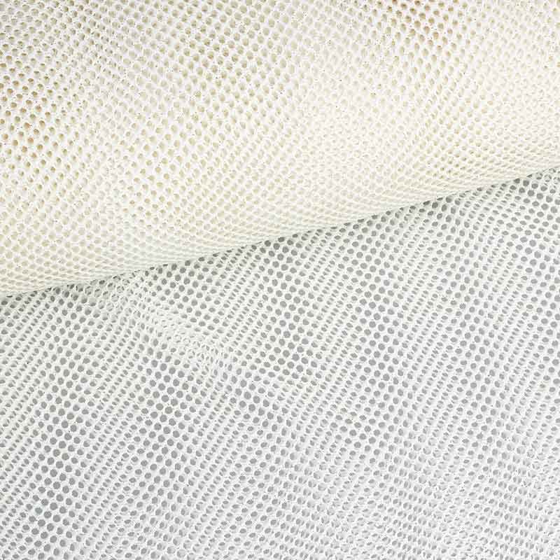 Elastic mesh fabric glitter ecru