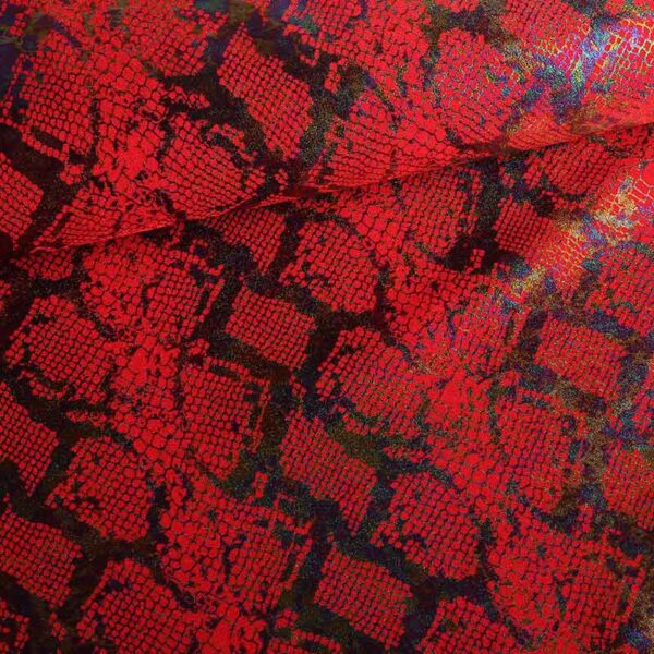 Stretch 4 Way fabric Snake Foil red