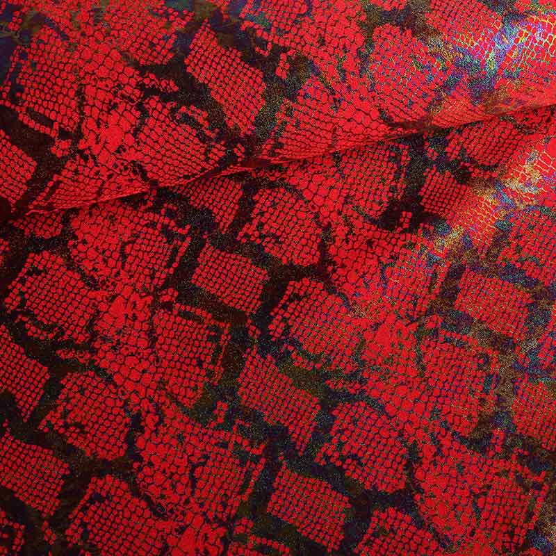 Stretch 4 Way fabric Snake Foil red