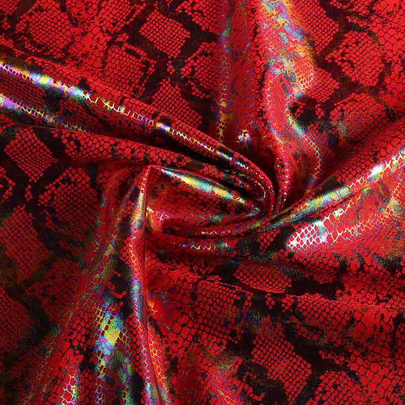 Stretch 4 Way fabric Snake Foil red