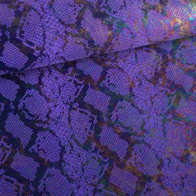 Stretch 4 way fabric snake foil purple