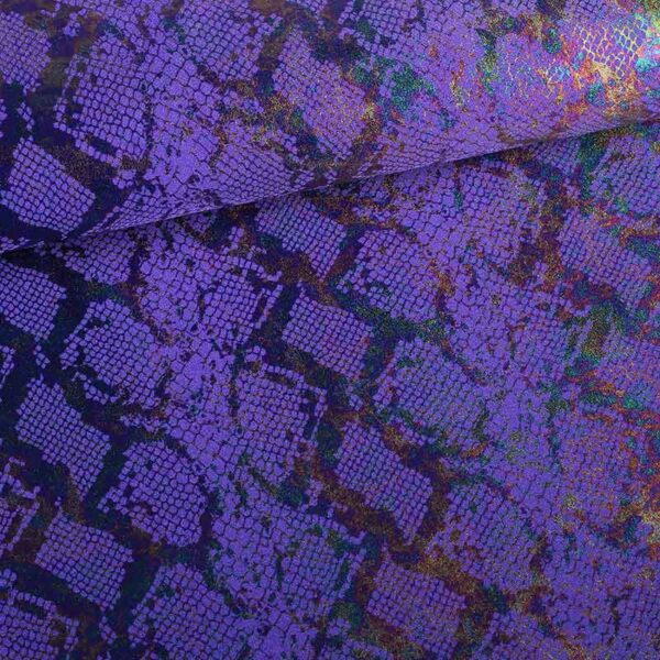 Stretch 4 way fabric snake foil purple