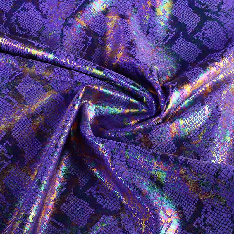 Stretch 4 way fabric snake foil purple